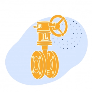 Затвор стальной дисковый Ду 1400 мм Ру 2.5 кгс/см2 ГОСТ 12521-89