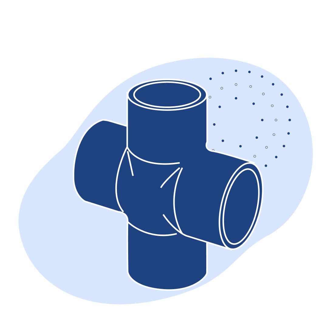 Крестовина нержавеющая переходная Ду 34 мм 12Х18Н9Т ГОСТ 13968-74